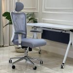 كرسي مكتبي موديل هارلي – ابيض ماش رمادي