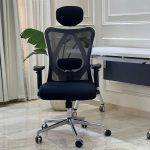 ⁦كرسي مكتبي موديل هارلي – ابيض ماش اسود⁩ - الصورة ⁦3⁩